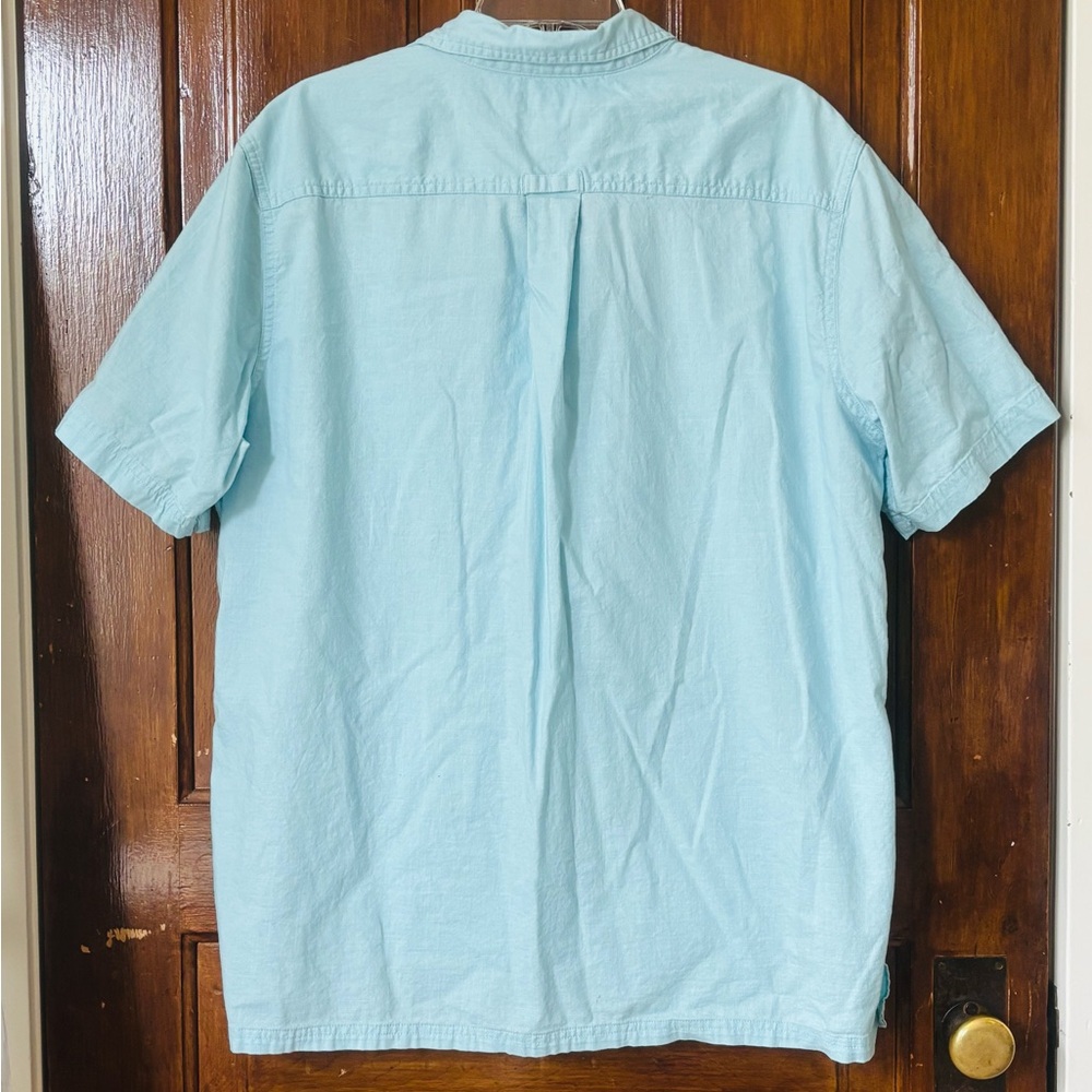 Men’s Utility Work Shirt Short Sleeve Button Front Blue L - Picture 2 of 4